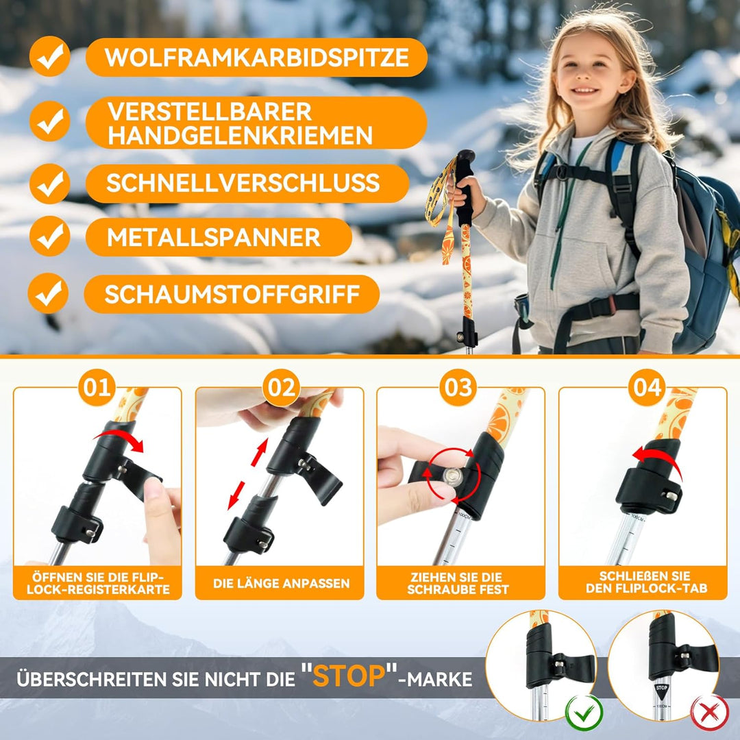 UnderwoodAggregator zusammenklappbare Trekkingstöcke für Kinder – leichte, verstellbare Wanderstöcke