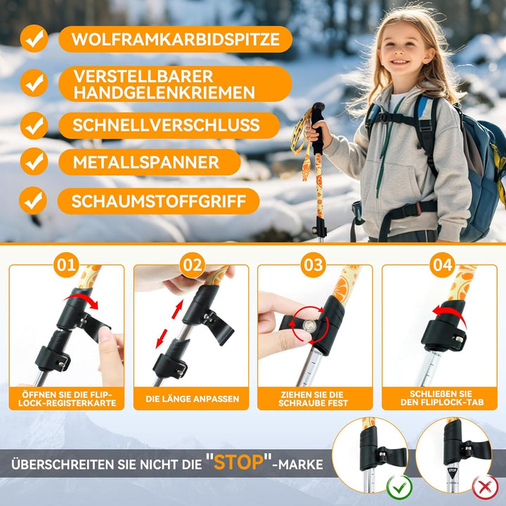 UnderwoodAggregator zusammenklappbare Trekkingstöcke für Kinder – leichte, verstellbare Wanderstöcke