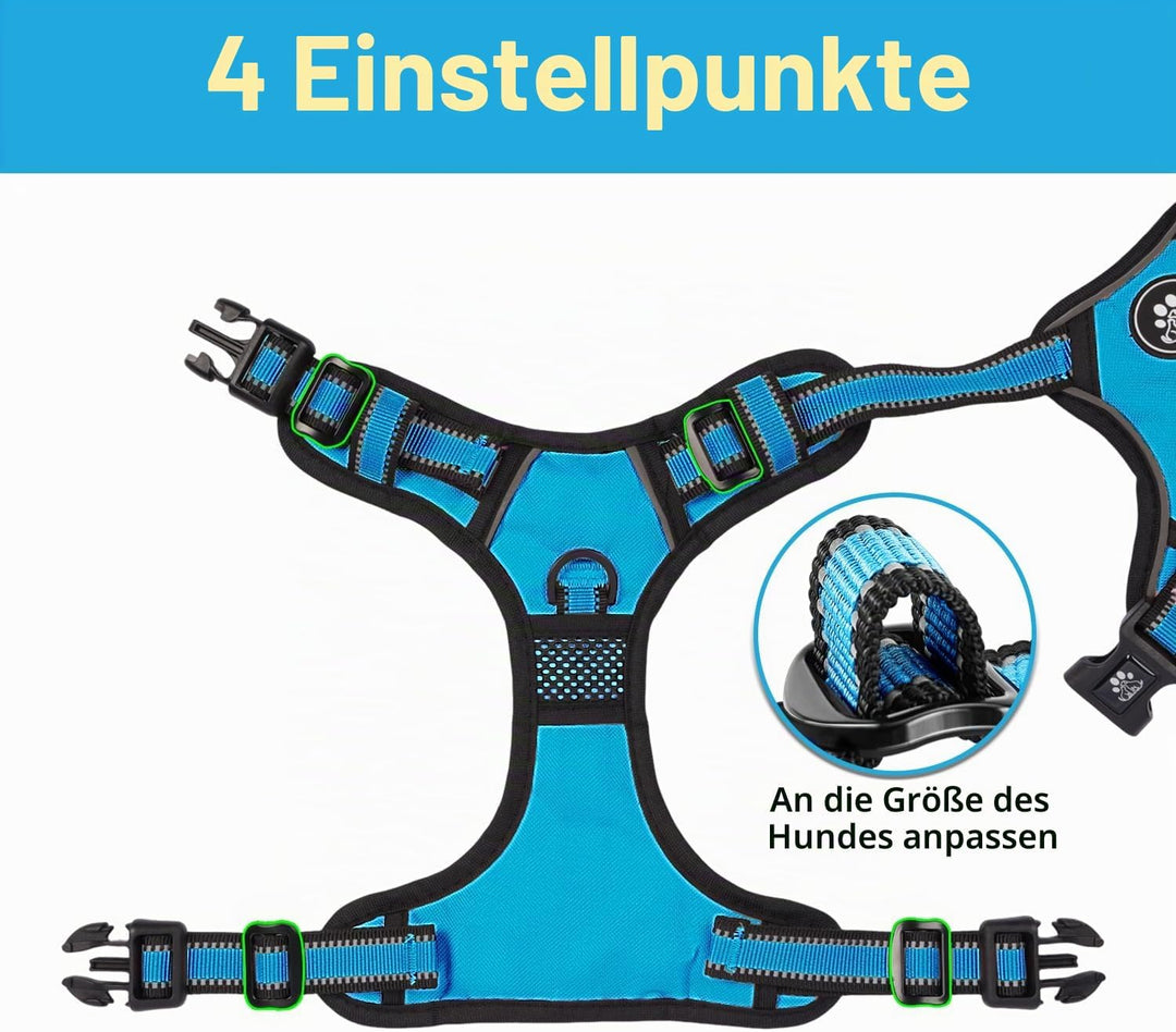 NESTROAD Hundegeschirr Grosse Hunde Leine Geschirrset Blau, Grösse L für Hunde Grosse mit Halsumfang