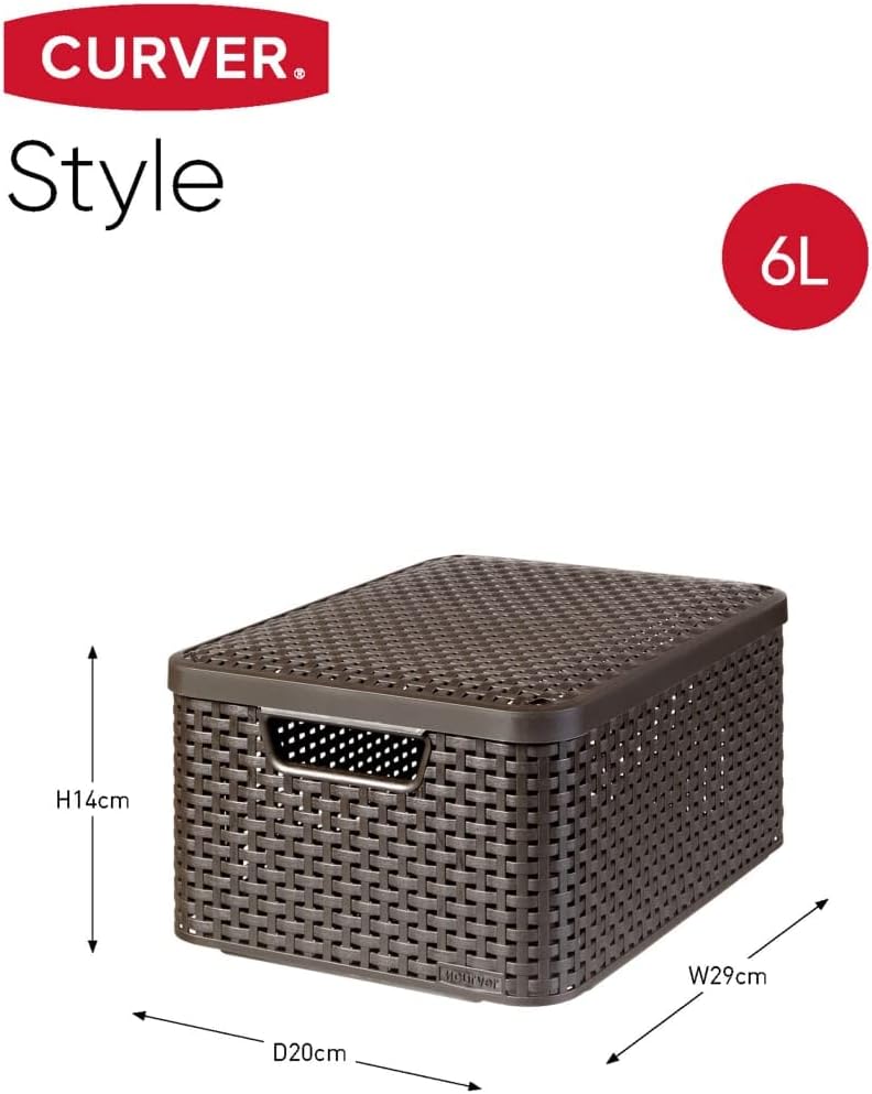 Curver STYLE BOX S mit Deckel, 3er-Set, dunkelbraun, 3x7L Stil Box S+LID, SETX3 - PACK Dunkelbraun,