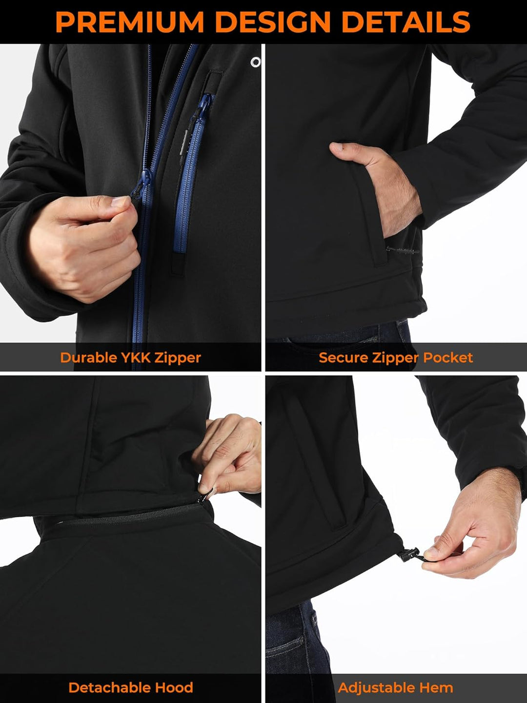 ORORO Beheizbare Jacke Herren mit Powerbank, Beheizte Jacke Herren Heizjacke Bis zu 10 Stunden Wärme