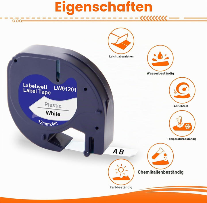 Labelwell 10x Kompatibel für Dynmo 91201 91221 S0721660 Schriftband Kompatibel für Dynmo XR 200B LT-