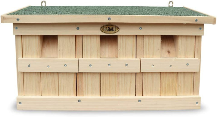 HABAU Nistkasten und Spatzenhaus mit 3 Brutkammern, aus Vollholz, 45,5 x 17 x 23 cm