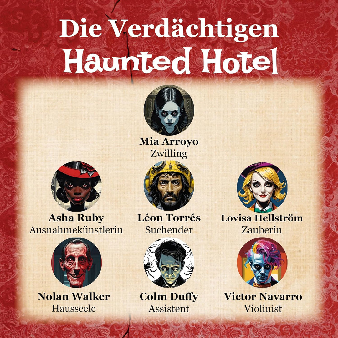 HORRORDINNER - Haunted Hotel - Krimidinner für 1-7 Spieler, Ab 18 Jahren, 3 Stunden Spielzeit, Schwa