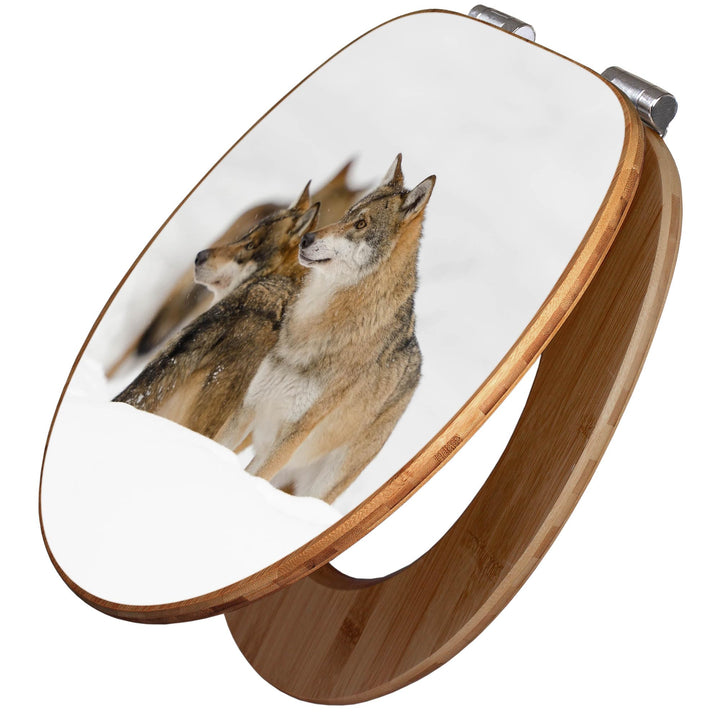 banjado Design WC Sitz Bambus Absenkautomatik 45,8x37,5cm - Toilettendeckel mit Absenkautomatik Holz