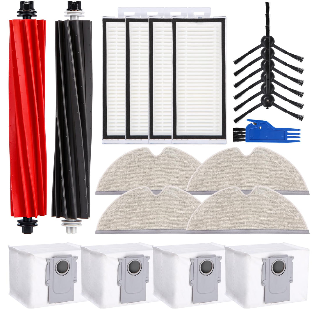 Zubehörset für Roborock Q8 Max+/Q8 Max/Q5 Pro+/Q5 Pro Saugroboter, 2 Hauptbürste, 4 Hepa-Filter, 4 W