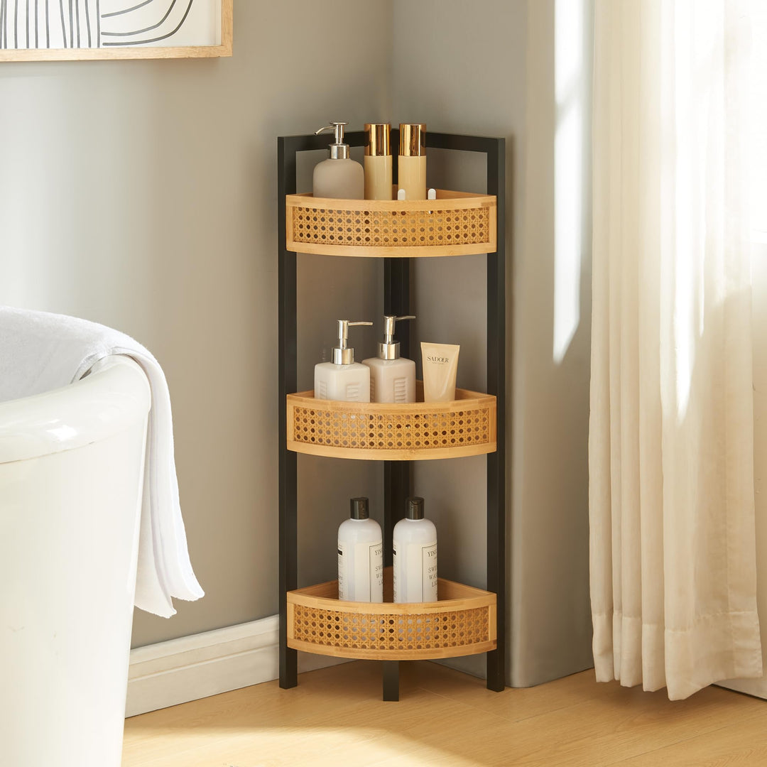 [en.casa] Eckregal Tervola Badregal mit 3 Ablagen Badezimmerregal 80 x 23 x 23 cm Standregal Küchere