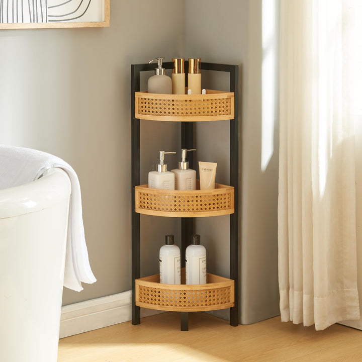 [en.casa] Eckregal Tervola Badregal mit 3 Ablagen Badezimmerregal 80 x 23 x 23 cm Standregal Küchere