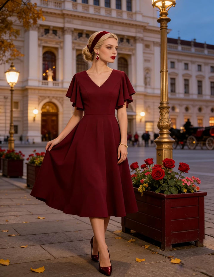 bridesmay Damen Kleider Vintage Kleider 50er Jahre Rockabilly A Line Cocktailkleid Abendkleider Eleg