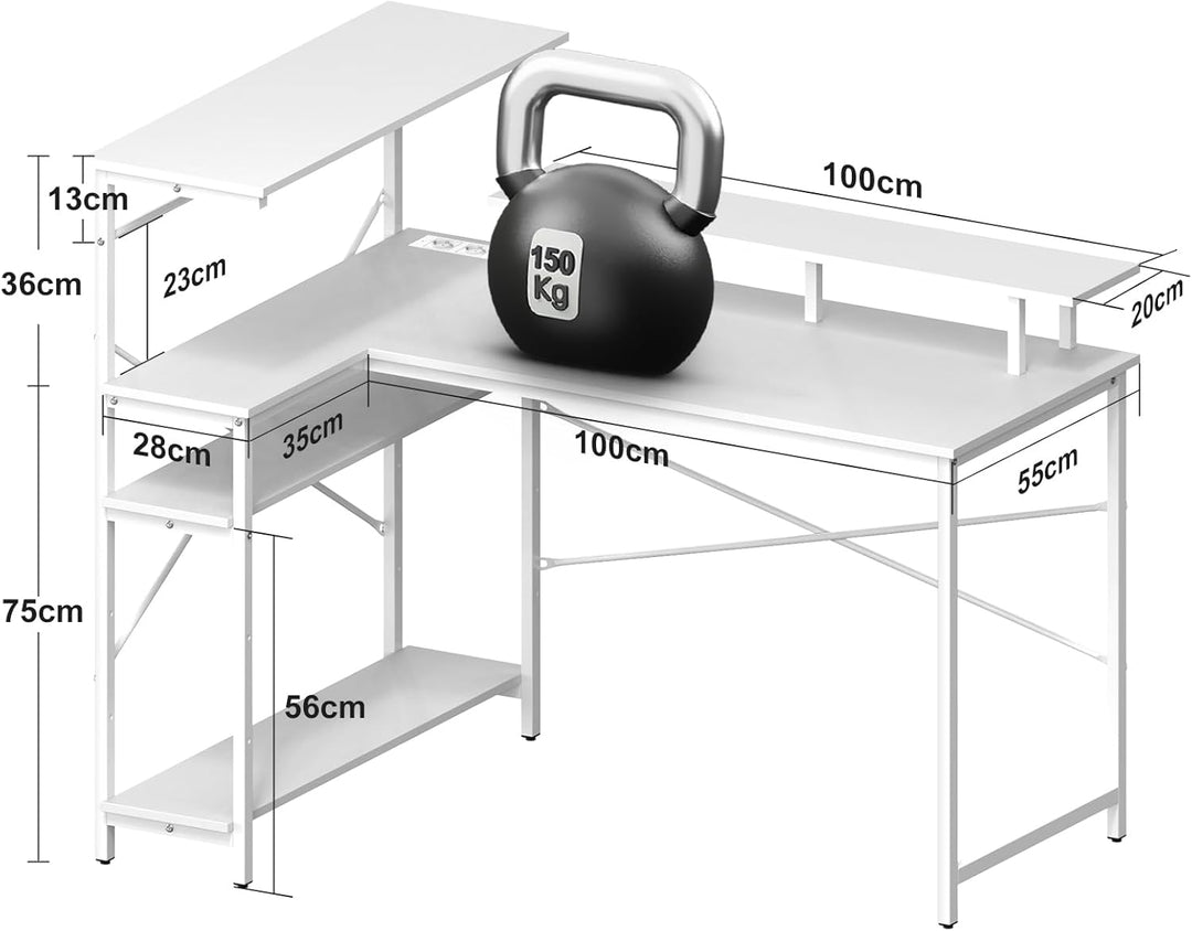 LANTUS Tisch, Arbeitsplatz, für Büro, Schlafzimmer, Industriestil, Metallrahmen, 100 x 55 x 75 cm, W