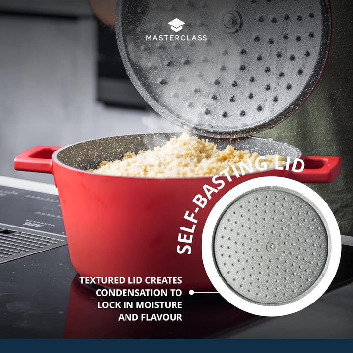 MasterClass Auflaufform mittelgross, mit Deckel, 4 l/24 cm, leichter Aluminiumguss, Induktionsherd u