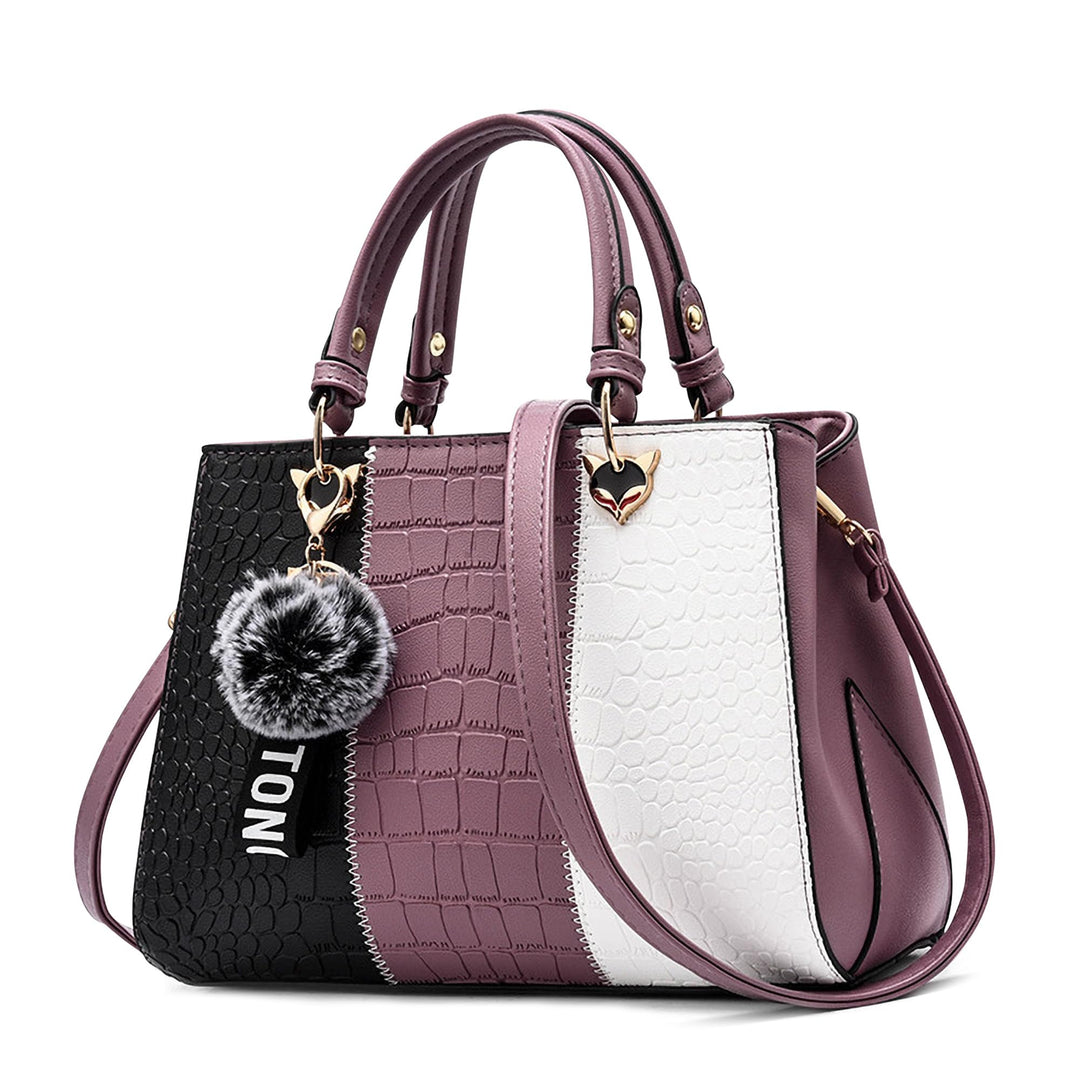 DIRRONA Elegant Damen Handtasche Farbblock Design Schultertasche Gross Kapazität Umhängetasche Beilä