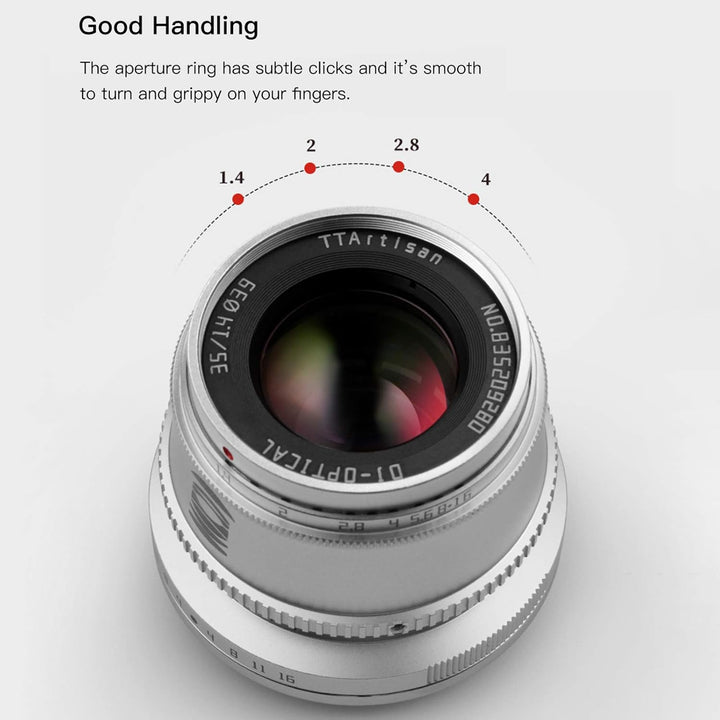 TTArtisan 35mm F1.4 Objektiv APS-C MF Kameraobjektiv kompatibel mit E-Mount Kameras A5000 A5100 A610