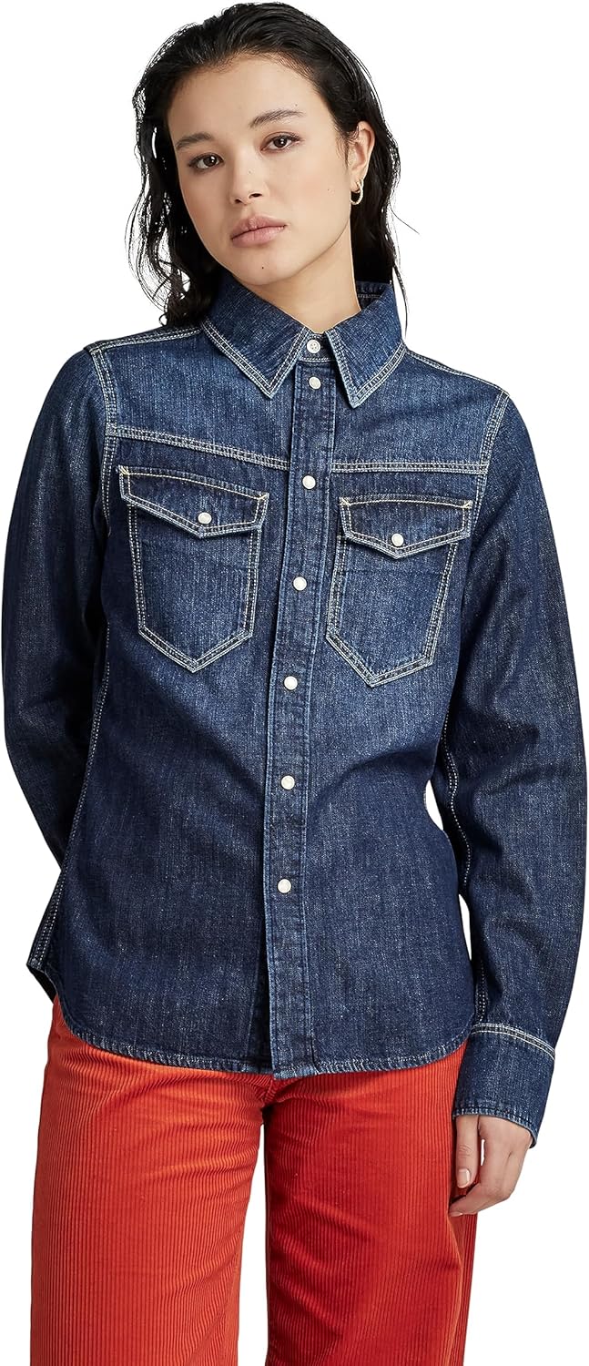 G-Star Raw Damen Slim Denim Wmn Shirts XXS Blau (Worn in Deep Sea D23682-d252-g133), XXS Blau (Worn