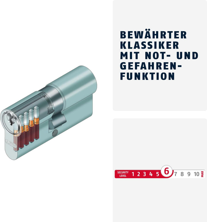 ABUS Profil-Zylinder C73N 30/40 vs. - Türschloss mit Not- und Gefahrenfunktion - für Haustüren und W