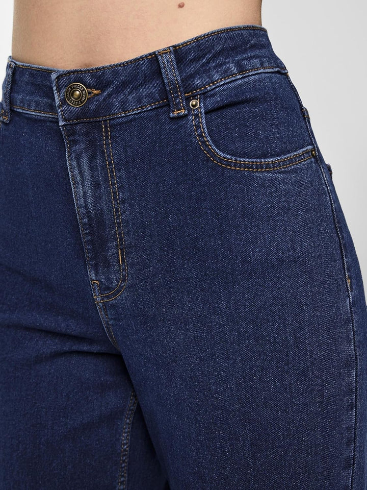 NAME IT Damen Pcpeggy Hw Wide Pant Db Noos Bc XS Dark Blue Denim, XS Dark Blue Denim