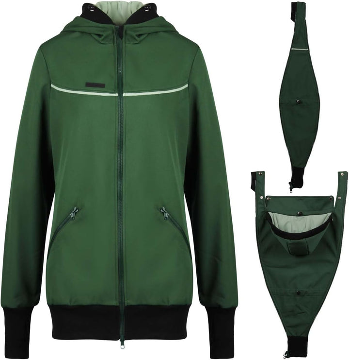 Viva la Mama 4in1 Tragejacke für Tragen auf dem Rücken oder der Brust, Softshell, Umstandsjacke + Kä