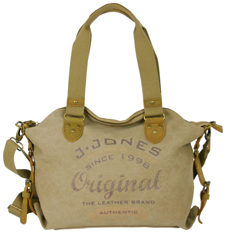 Jennifer Jones - Grosse Damen Handtasche aus Canvas und Echtleder - Vintage Look - Casual Schulterta