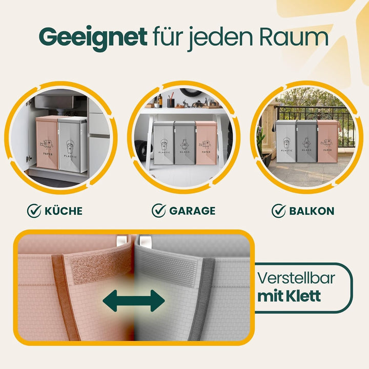 Norggo 3er-Pack Recycling System Taschen - Mülltrennsystem 3fach - Recycling Behälter 40 L - Mülltre