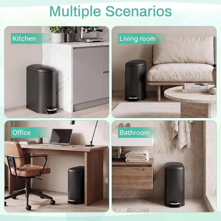 Clevich schmaler 20L rechteckiger Metall-Mülleimer, Softclose, Schwarz | Treteimer,herausnehmbarer I