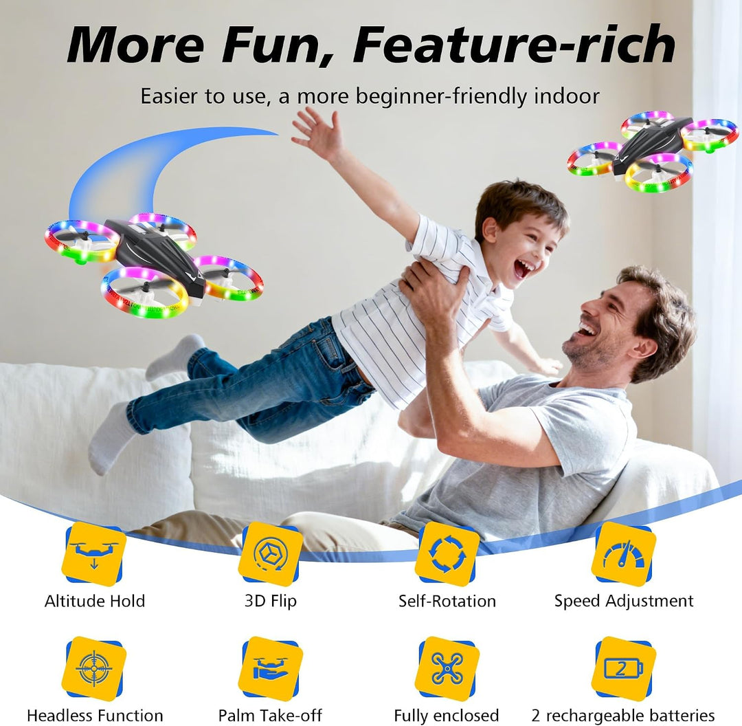Mini-Drohne für Kinder, ferngesteuertes Spielzeugflugzeug für Kinder und Anfänger mit LED-Lichtern,