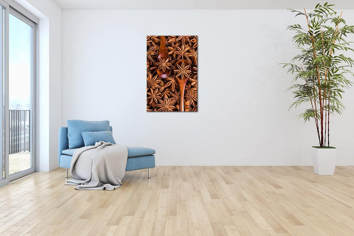 deyoli Gewürz Anise Format: 80x60 als Leinwand, Motiv fertig gerahmt auf Echtholzrahmen, Hochwertige