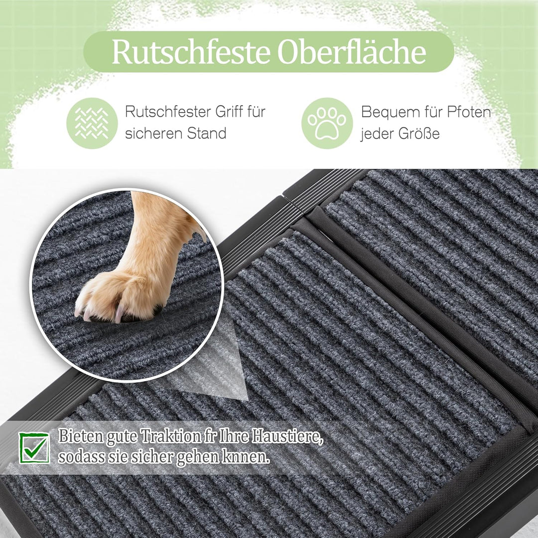Hunderampe Auto Klappbar, Extra Lange Hunderampe mit Rutschfester Teppich für Grosse Hunde bis 110 K