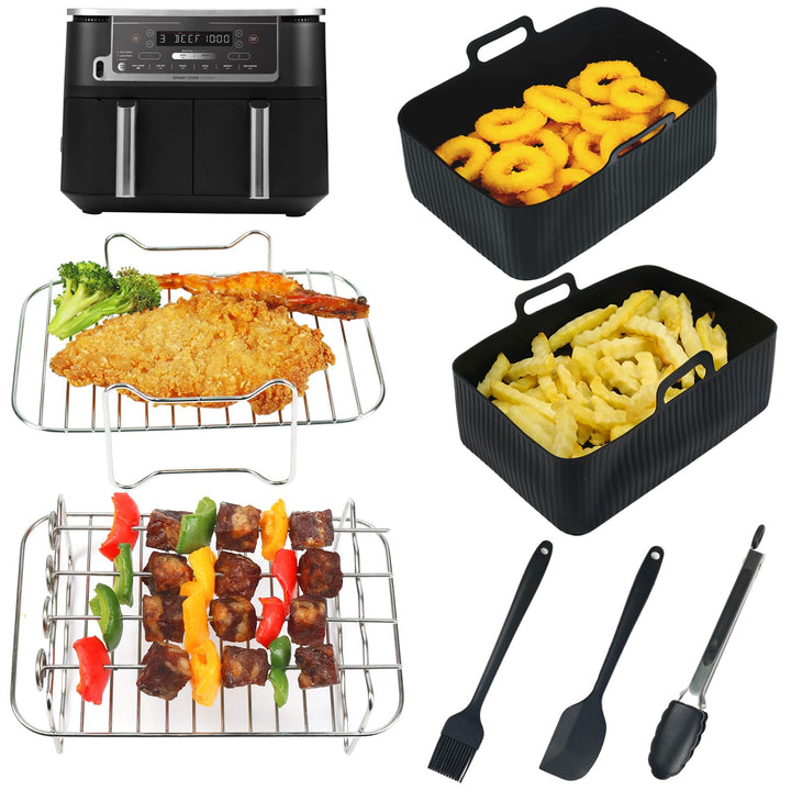 GINOYA 7 x Fritteusen Zubehör für Ninja AF400EU AF451EU AF500EU AF300EU, 2 x Silikon Luftfritteusen