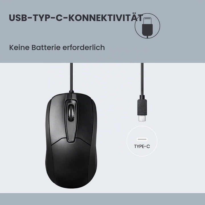 Perixx PERIMICE-209C USB-C Kabelgebunde Maus mit Scrollrad, geeignet für Links- und Rechtshänder, zu
