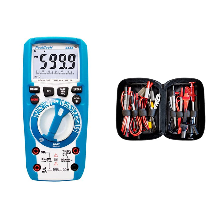 PeakTech 3444 – True RMS Digital Multimeter & Peak Tech P 8200 – Messzubehör Set für Digital Multime