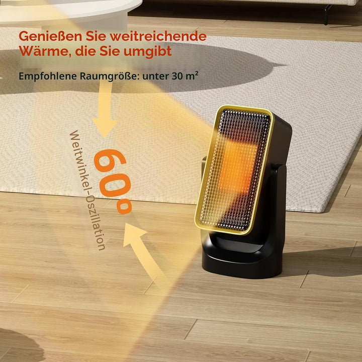 GARDTECH 900W elektrischer Heizlüfter mit Keramik-Technik, energiesparender Desktop-Heizlüfter für I