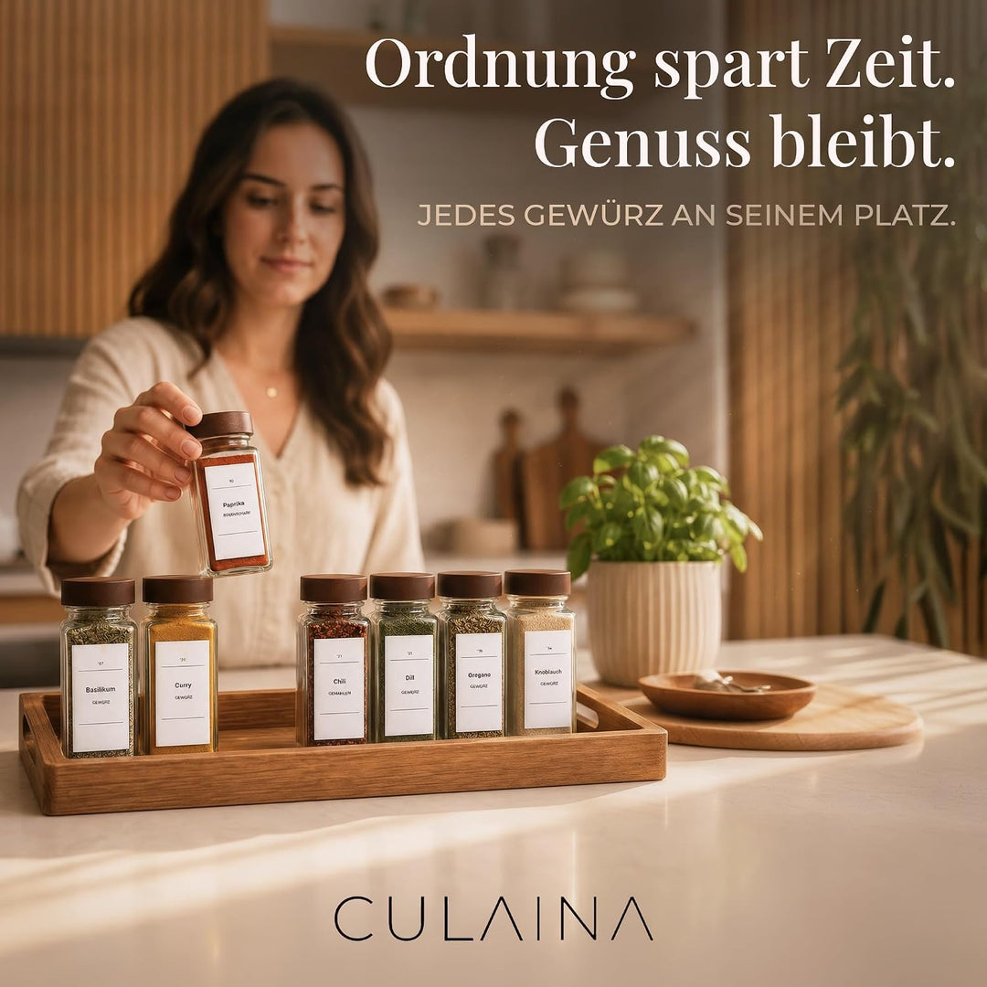 Gewürzgläser mit Streueinsatz [24x 120ml] + 320 Wasserfeste Label - Luftdichte Gewürzgläser eckig -