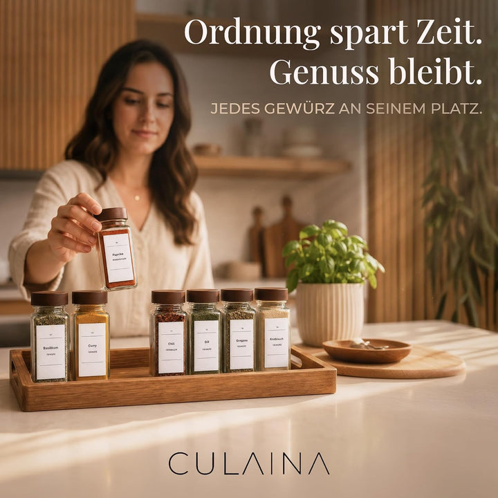 Gewürzgläser mit Streueinsatz [24x 120ml] + 320 Wasserfeste Label - Luftdichte Gewürzgläser eckig -