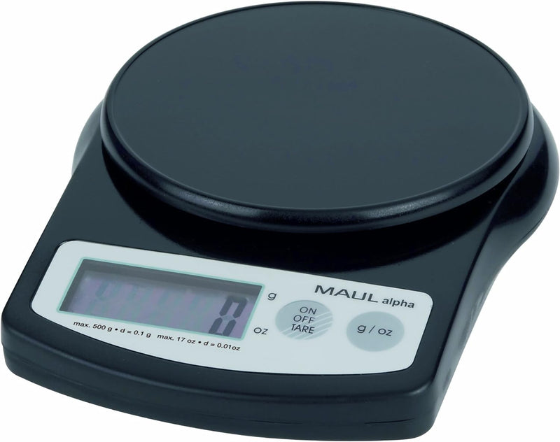 Maul 1640590 Präzisionswaage MAULalpha mit Batterie, 500 g, schwarz