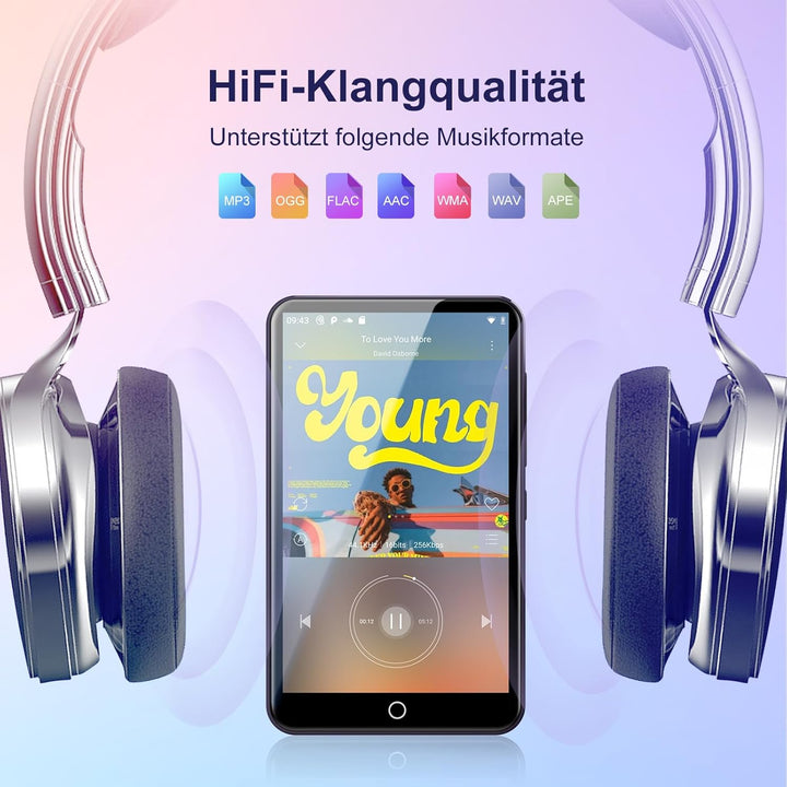 80GB MP3 Player with Bluetooth, WLAN und 4 Inch Touchscreen, Purple, Purple