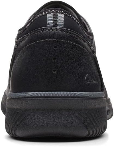 Clarks Herren Donaway Plain Sneaker 39.5 EU Weit Black Leather, 39.5 EU Weit Black Leather