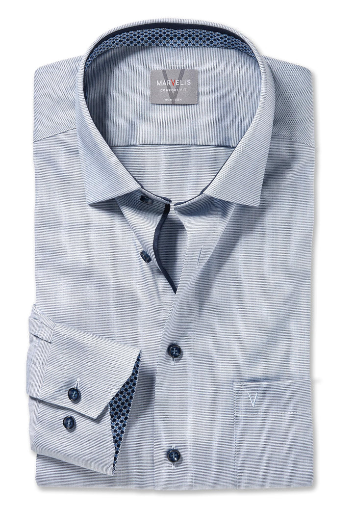 Marvelis Herren Oberhemd Langarm Comfort-Fit,Twill,13 New Kent 41 Bleu 11, 41 Bleu 11