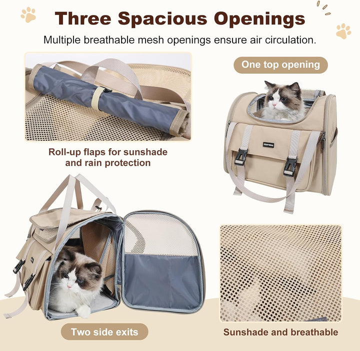 Erweiterbarer Katzenrucksack &amp; Hunderucksack, bis 8 kg (Khaki), Khaki