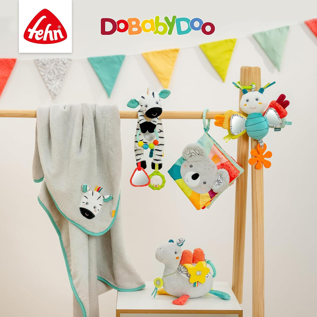 Fehn Handpuppe Baby Spielzeug Krokodil - Kuscheltier mit Rassel, Raschelpapier, Beisser und Quietsch