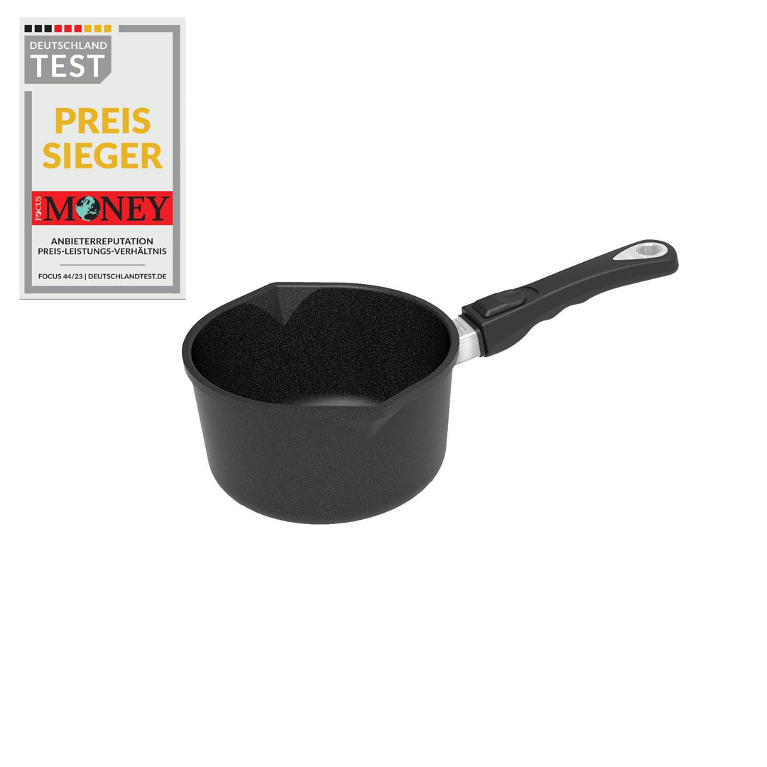 AMT Gastroguss Milchtopf, Ø 18 cm, 10 cm hoch, Sossentopf mit festem Stiel, induktionstauglich, Lota