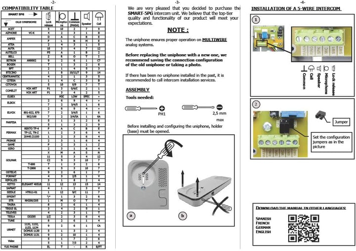 Cyfral Smart 5p Universal Haustelefon 4 Plus N, 4, 5, 6 Draht-System