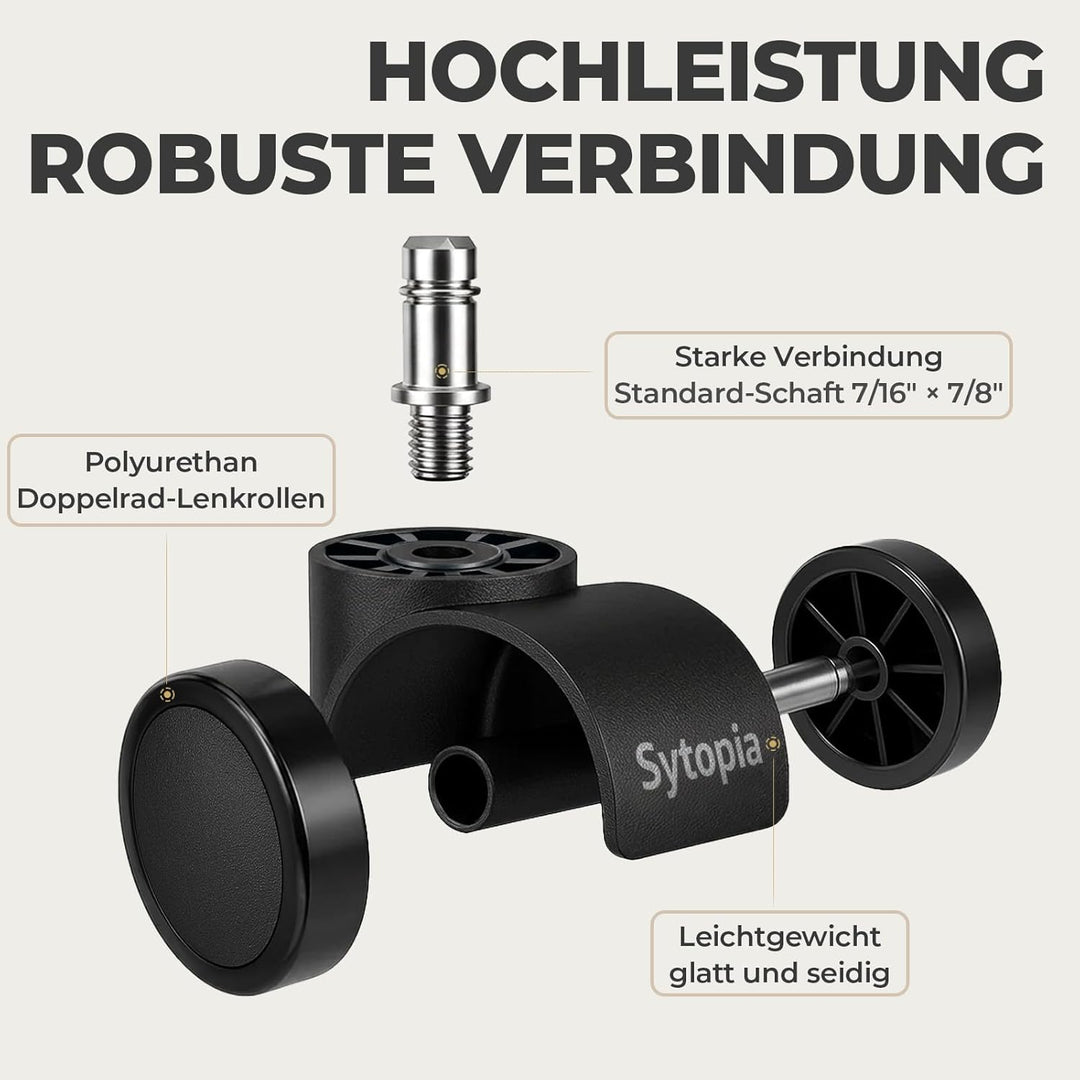 Sytopia Bürostuhl Rollen, 11mm x 22 mm Stift, 5er Set Rollen für Bürostühle, Leises, Sanftes Gleiten