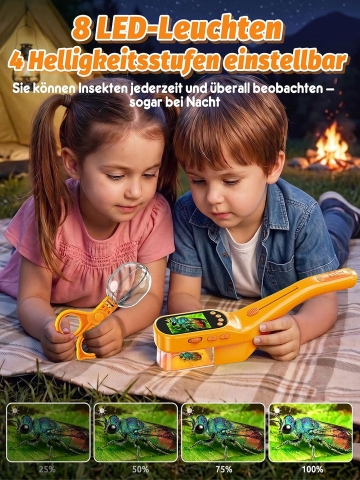 Acoath Mikroskop für Kinder, Insektenfänger Entdeckerset, 2,4-Zoll-Bildschirm, Fotografieren erlaubt