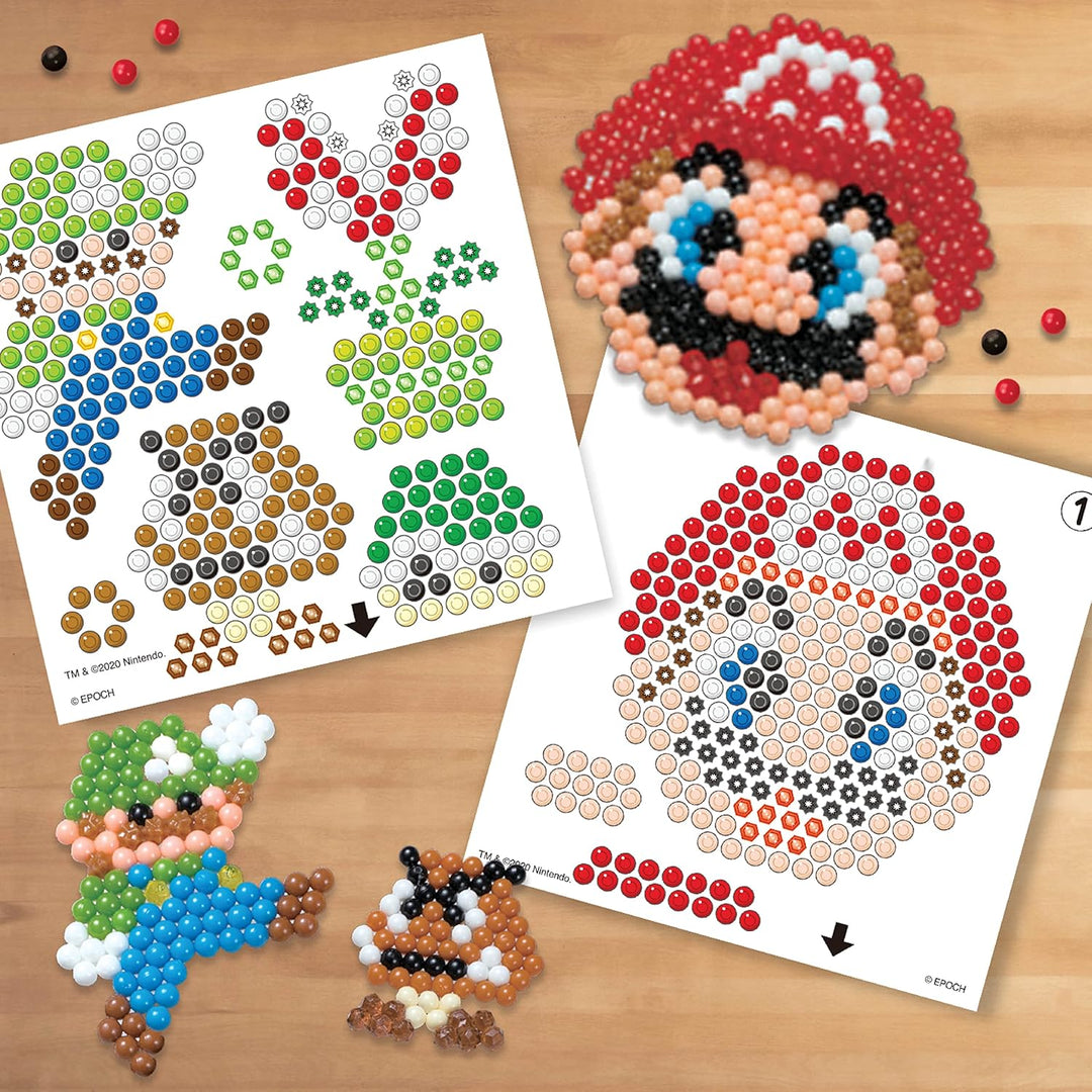 Aquabeads 31774 Kreativ Würfel - Super Mario - Bastelset, grün & 31520 Glitzerperlen - Nachfüllset N