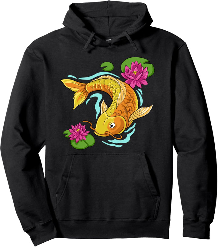 Koi Fisch Japanisches Lilienkissen Geschenk Pullover Hoodie