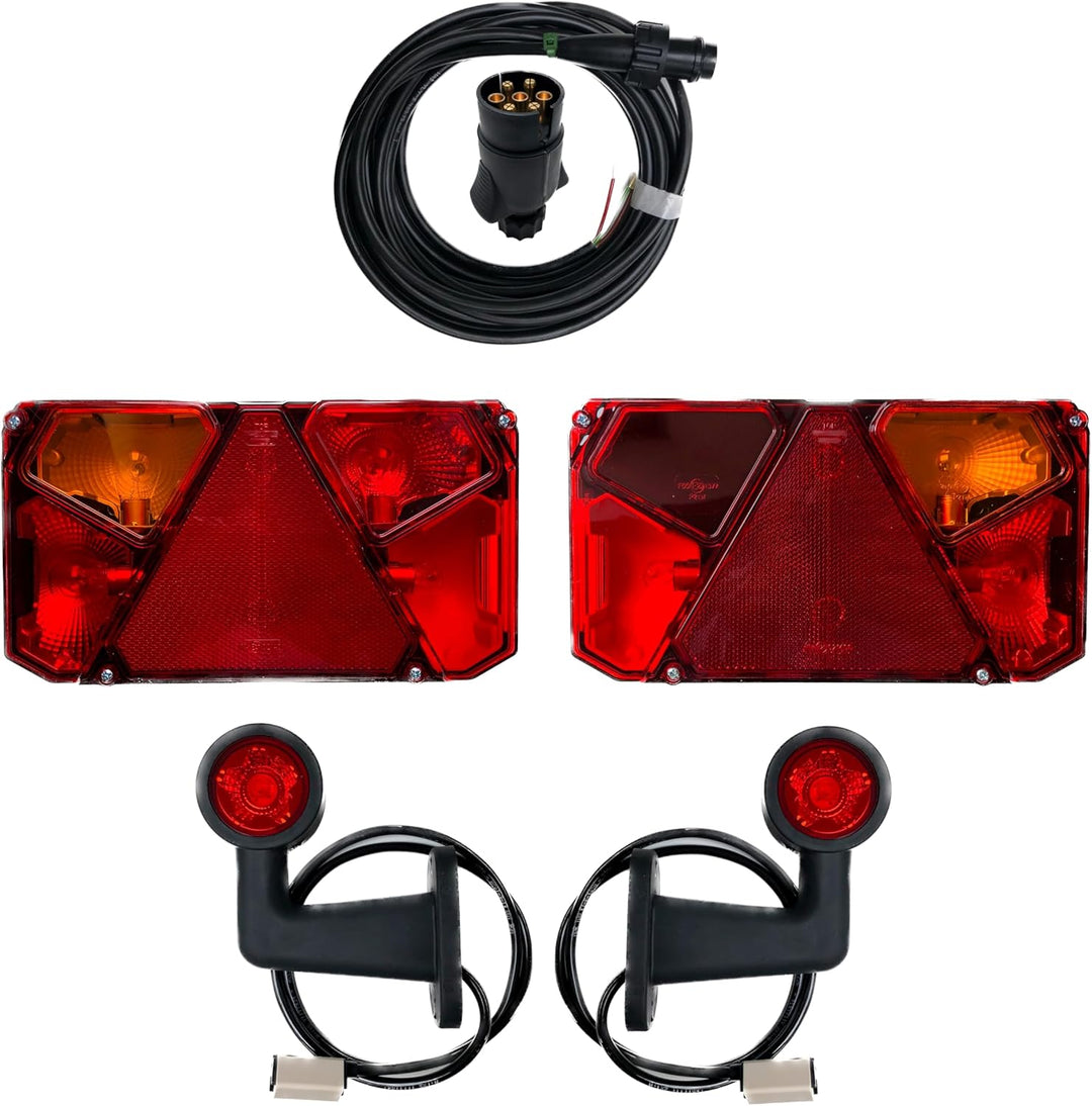 Anhängerbeleuchtung Set 12V/24V - 3 Varianten - Rückleuchten + LED Umrissleuchten, optional Kennzeic