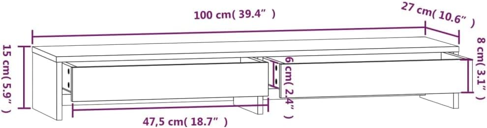vidaXL Monitorständer aus massivem Kiefernholz, Bildschirmerhöhung für Desktop/Laptop, mit geräumige