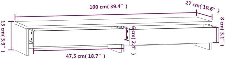 vidaXL Monitorständer aus massivem Kiefernholz, Bildschirmerhöhung für Desktop/Laptop, mit geräumige