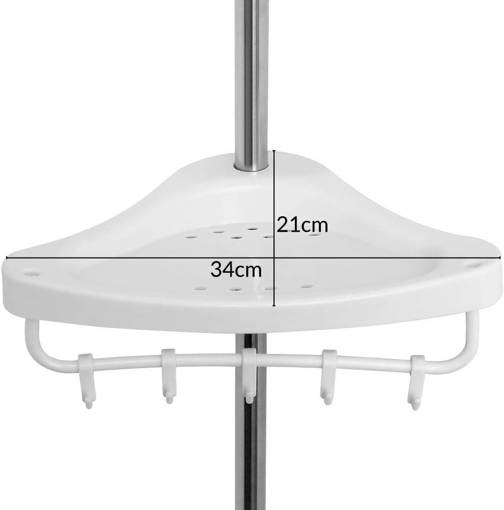 Deuba® Teleskop Duschablage ohne Bohren 4 Ablagen 92-306 cm höhenverstellbar Edelstahl Silber Duschr