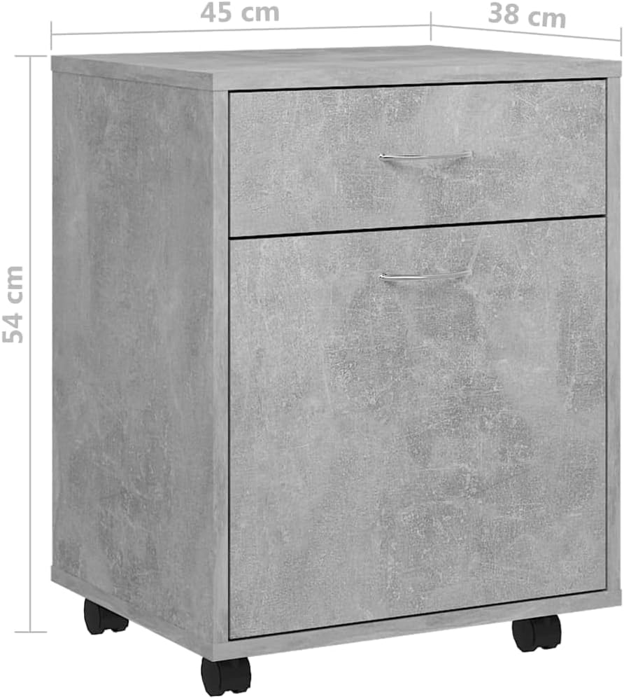 Rollcontainer mit Schublade und Tür, Büroschrank für Wohnzimmer, Schlafzimmer, Office, Robust und la